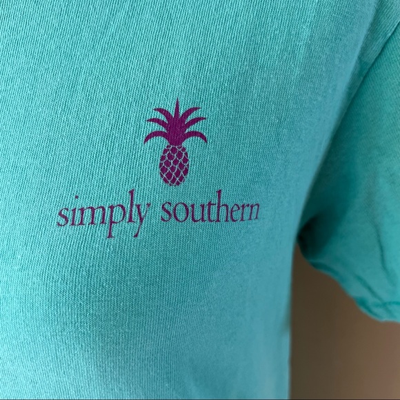 Simply Southern Small Green Pink Pineapple Shirt - Picture 4 of 6